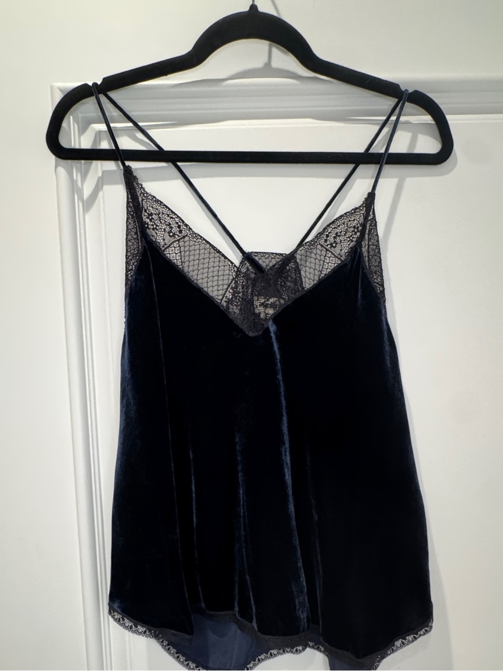 Zadig & Voltaire Christy Velvet Camisole Navy XS - Picture 2 of 5